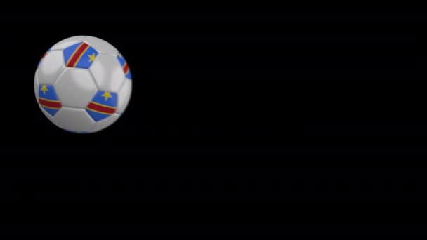 Soccer Ball met vlag Congo Dr, Slow Motion Blur, 4k beeldmateriaal met alfakanaal — Stockvideo