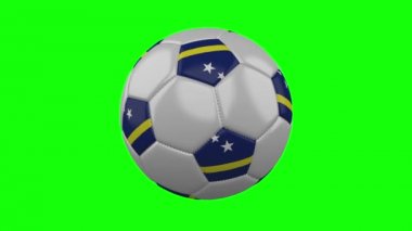 Yeşil renk anahtarı üzerinde Curacao bayrağı ile Futbol topu, döngü