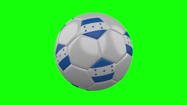 Yeşil renk anahtarı, döngü üzerinde Honduras bayrağı ile Futbol topu — Stok video