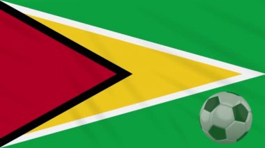 Guyana bayrak sallayarak ve futbol topu döner, döngü
