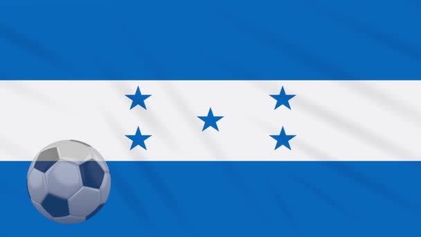 Bandera de Honduras ondeando y pelota de fútbol gira, bucle — Vídeo de stock