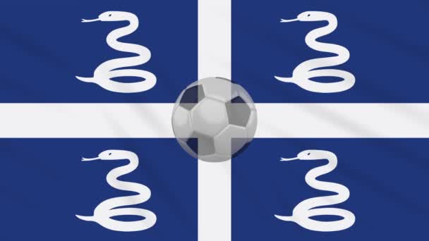 Bandeira da Martinica acenando e bola de futebol gira, loop — Vídeo de Stock