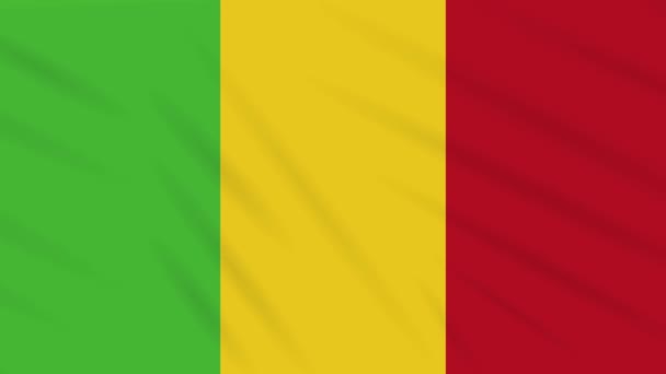 Drapeau Mali agitant tissu, fond boucle — Video