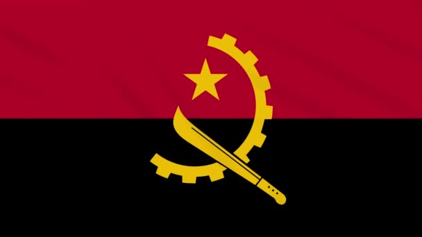 Angola bandiera sventolando panno, anello di sfondo — Video Stock