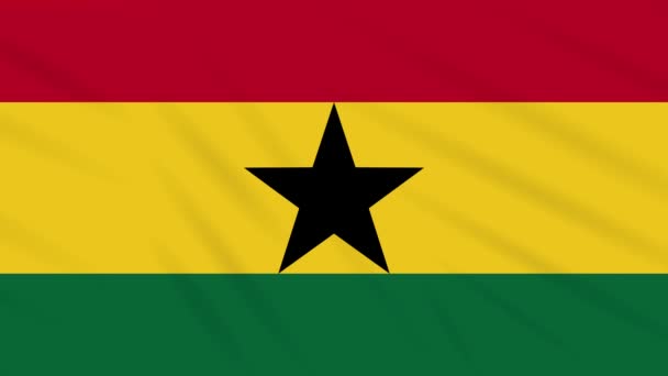 Ghana bandiera sventola panno, anello di sfondo — Video Stock