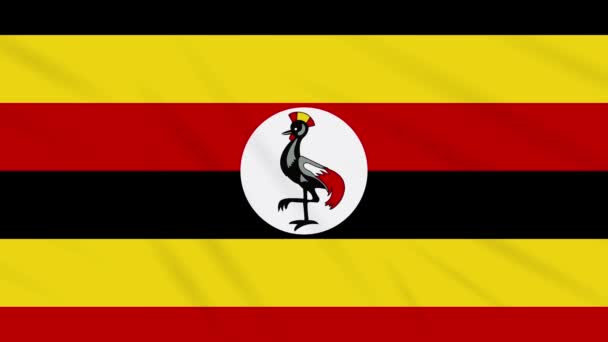 Ugandas Flagge schwenkt Tuch, Hintergrundschleife — Stockvideo