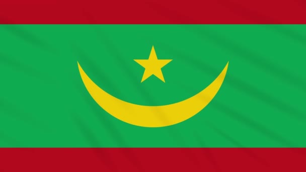 Bandera de Mauritania ondeando tela, bucle de fondo — Vídeos de Stock