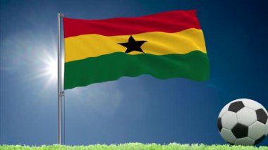 Gana bayrağı çırpınma ve futbol rulo