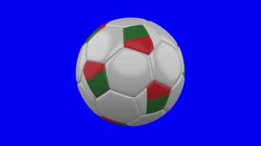 Mavi renk anahtar arka plan üzerinde Madagaskar bayrağı ile Futbol topu, döngü