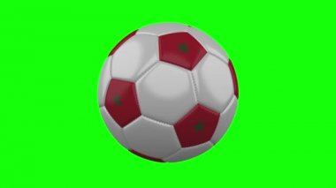 Yeşil renk anahtar arka plan üzerinde Fas bayrağı ile Futbol topu, döngü