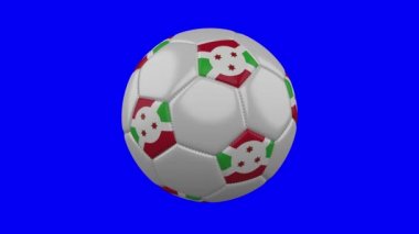 Mavi renk anahtar arka plan üzerinde Burundi bayrağı ile Futbol topu, döngü
