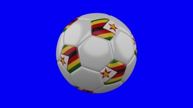 Mavi renk anahtar arka plan üzerinde Zimbabve bayrağı ile Futbol topu, döngü