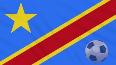 Kongo Dr bayrağı sallıyor ve futbol topu döner, döngü