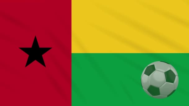 Vlajka Guineje-Bissau a fotbalový míč, smyčka — Stock video