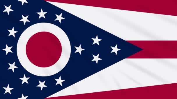 Ohio flag flutters in the wind, loop for background — Stock Video