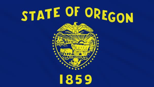 Флаг Орегона развевается на ветру, петля за петлей — стоковое видео