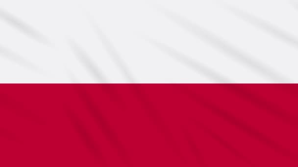 Πολωνία σημαία κυματιστό φόντο ύφασμα, βρόχος — Αρχείο Βίντεο