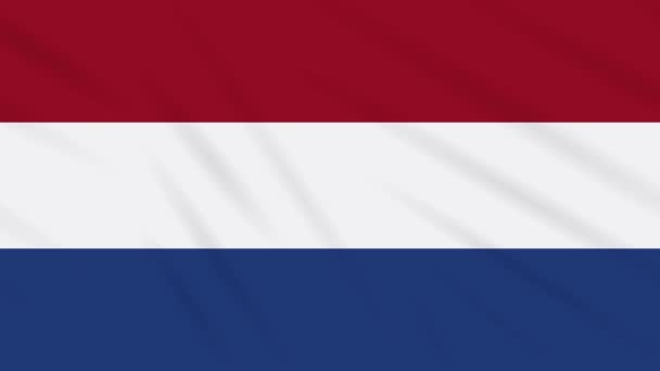 Bandera de los Países Bajos ondeando fondo de tela, bucle — Vídeo de stock