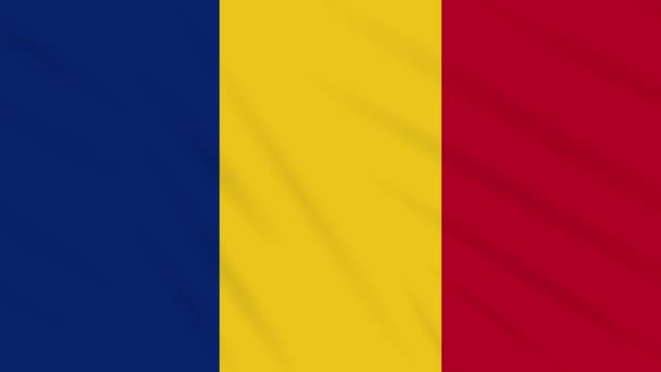 Romania flag waving cloth background, loop — Stock Video