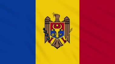 Moldova bayrağı sallayarak bez arka plan, döngü