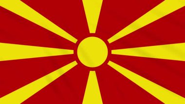 Kuzey Makedonya bayrağı sallayarak kumaş, döngü