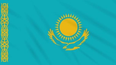 Kazakistan bayrağı sallayarak bez arka plan, döngü