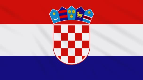 Κροατία σημαία κυματιστό φόντο ύφασμα, βρόχος — Αρχείο Βίντεο