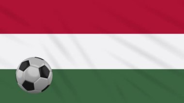 Macaristan bayrağı sallayarak ve futbol döner, döngü