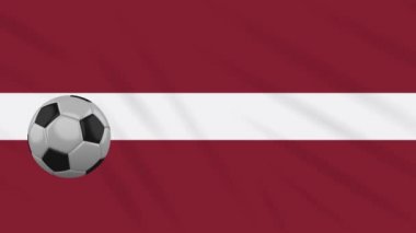 Letonya bayrağı sallayarak ve futbol döner, döngü