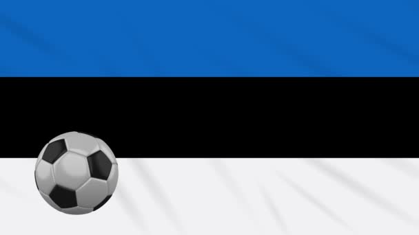 Estonie drapeau agitant et le football tourne, boucle — Video
