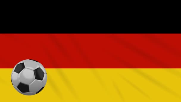 Bandera de Alemania ondeando y el fútbol gira, bucle — Vídeos de Stock