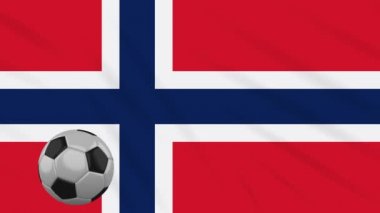 Norveç bayrağı sallayarak ve futbol döner, döngü