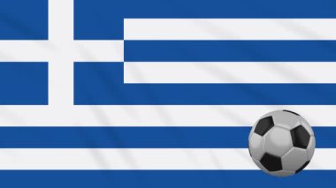 Yunanistan bayrağı sallanıyor ve futbol dönüyor, döngü