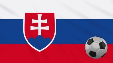 Slovakya bayrağı sallayarak ve futbol döner, döngü