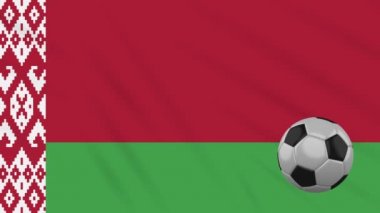 Belarus bayrağı sallayarak ve futbol döner, döngü