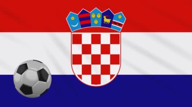 Hırvatistan bayrağı sallanıyor ve futbol dönüyor, döngü