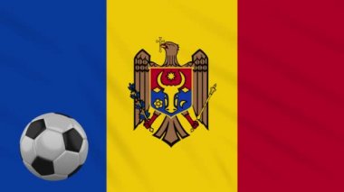 Moldova bayrağı sallayarak ve futbol döner, döngü