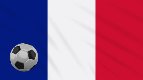 フランスの旗が振ってサッカーが回転し、ループ — ストック動画