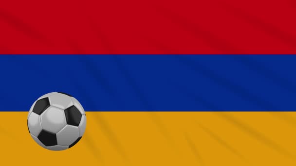 Armenia ondeando la bandera y el fútbol gira, bucle — Vídeo de stock