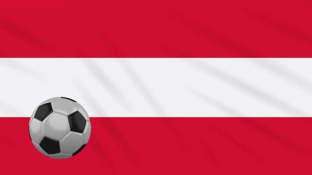 Austria bandera ondeando y el fútbol gira, bucle — Vídeos de Stock