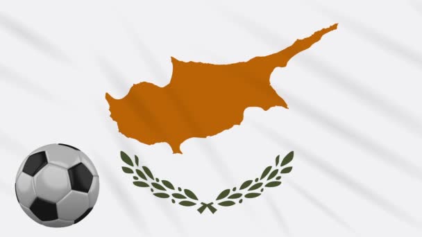 Cyprus flag waving and football rotates, loop — Stock Video