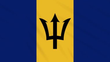 Barbados Bayrağı sallayarak bez arka plan, döngü