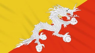 Bhutan bayrağı sallayarak bez arka plan, döngü