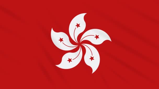 Hong Kong vlag zwaaiende doek achtergrond, lus — Stockvideo