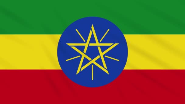 Etiopie vlajka mávající tkaninou, smyčka — Stock video