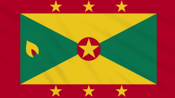 Grenada flagga vifta trasa bakgrund, loop — Stockvideo