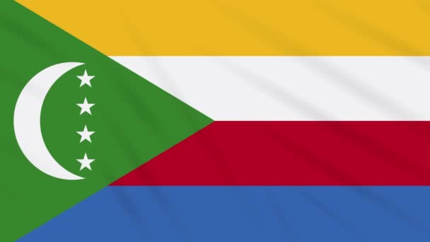 Comoros flagga viftande trasa bakgrund, loop — Stockvideo