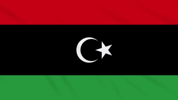 Libyen flagga viftande trasa bakgrund, loop — Stockvideo