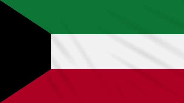 Флаг Кувейта размахивая тканью фон, петля — стоковое видео