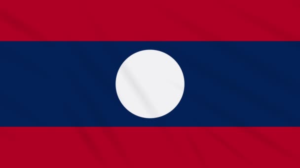 Vlajka Laosu mávající tkaninou, smyčka — Stock video